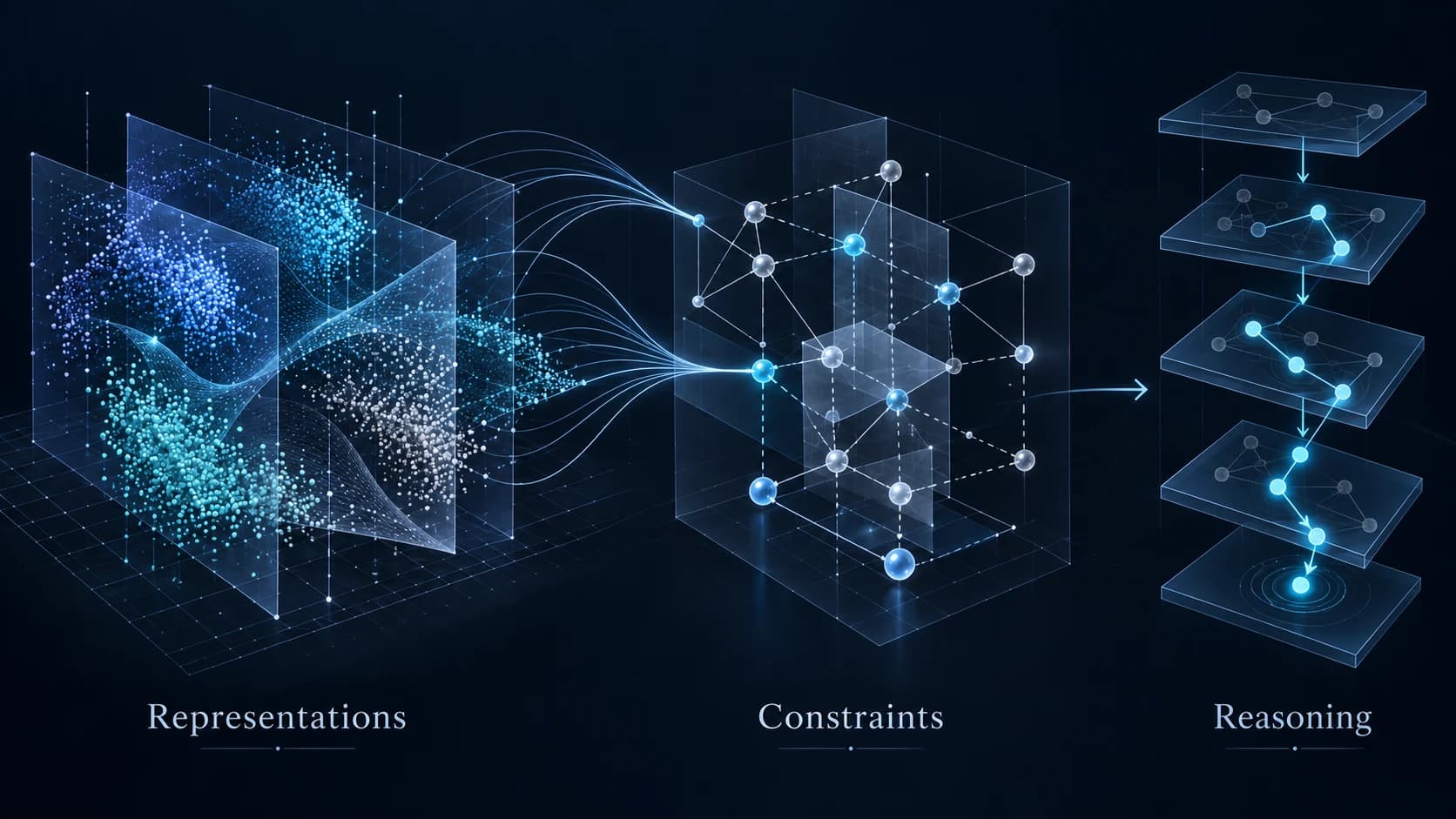 Neural representations combine with explicit rules to support hybrid reasoning and checked outputs.